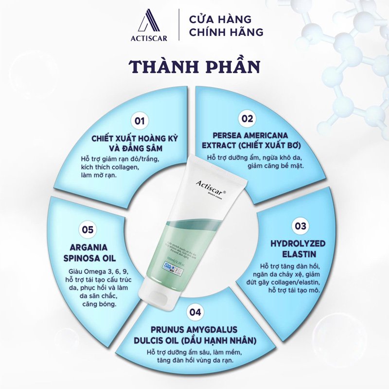 Thành phần kem mờ rạn da Actiscar Stretch an toàn, lành tính